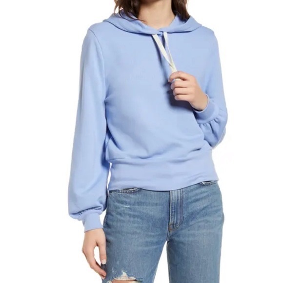 Madewell Tops - 🌷 Madewell Bubble-Sleeve Hoodie Crop Sweatshirt Size S